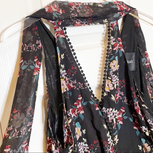 NICHOLAS Floral Chain Neck Wrap Silk Dress - Picture 6 of 15